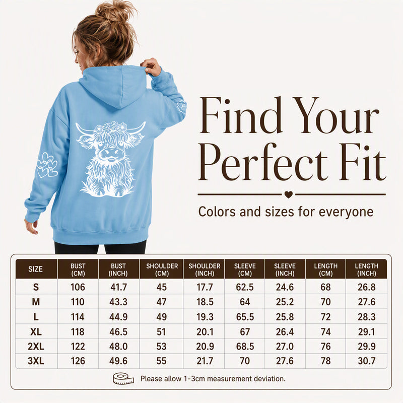 Women's Oversized Highland Cow Print Hoodie