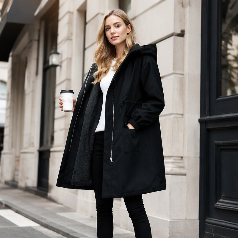 Women's Warm Mid-Length Hooded Coat