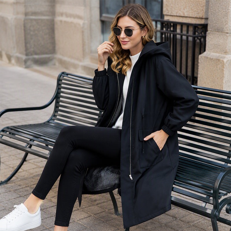 Women's Warm Mid-Length Hooded Coat