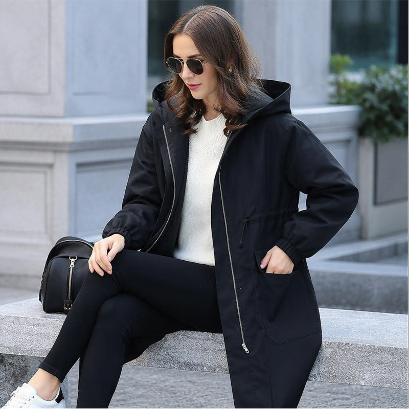 Women's Warm Mid-Length Hooded Coat