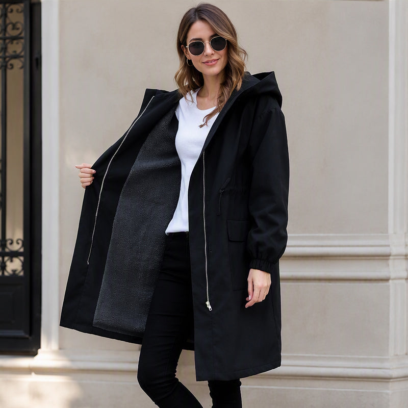 Women's Warm Mid-Length Hooded Coat