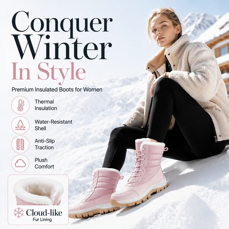 Women's Waterproof Plush-Lined Mid-Calf Snow Boots