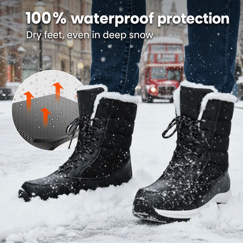 Women's Waterproof Plush-Lined Mid-Calf Snow Boots