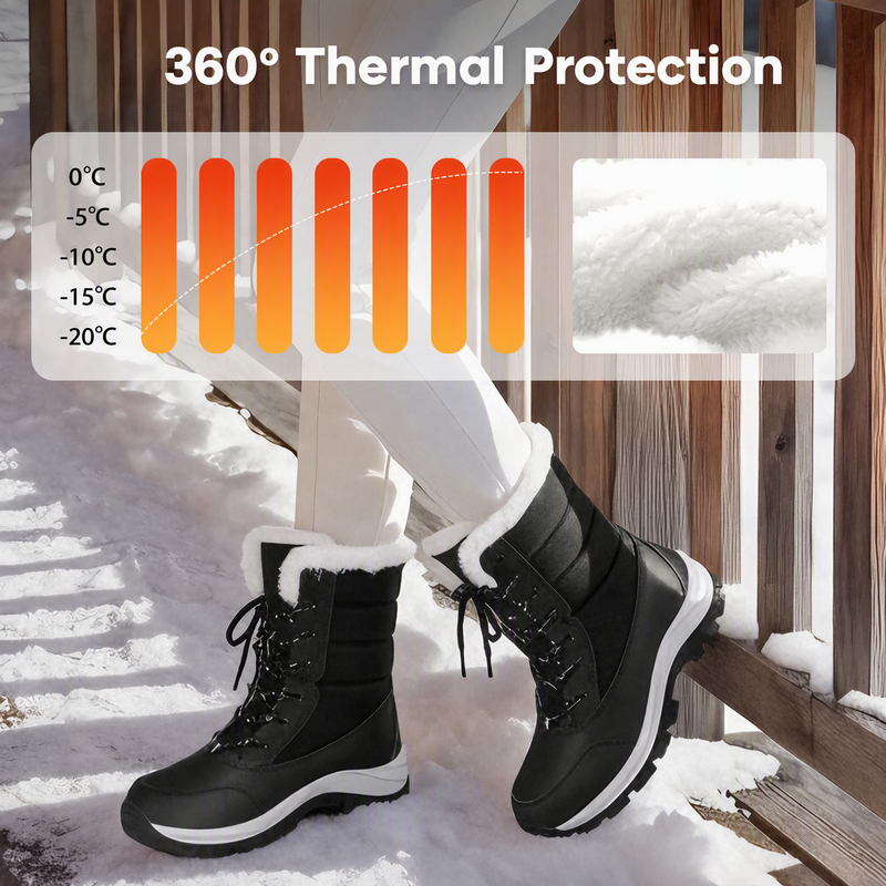 Women's Waterproof Plush-Lined Mid-Calf Snow Boots
