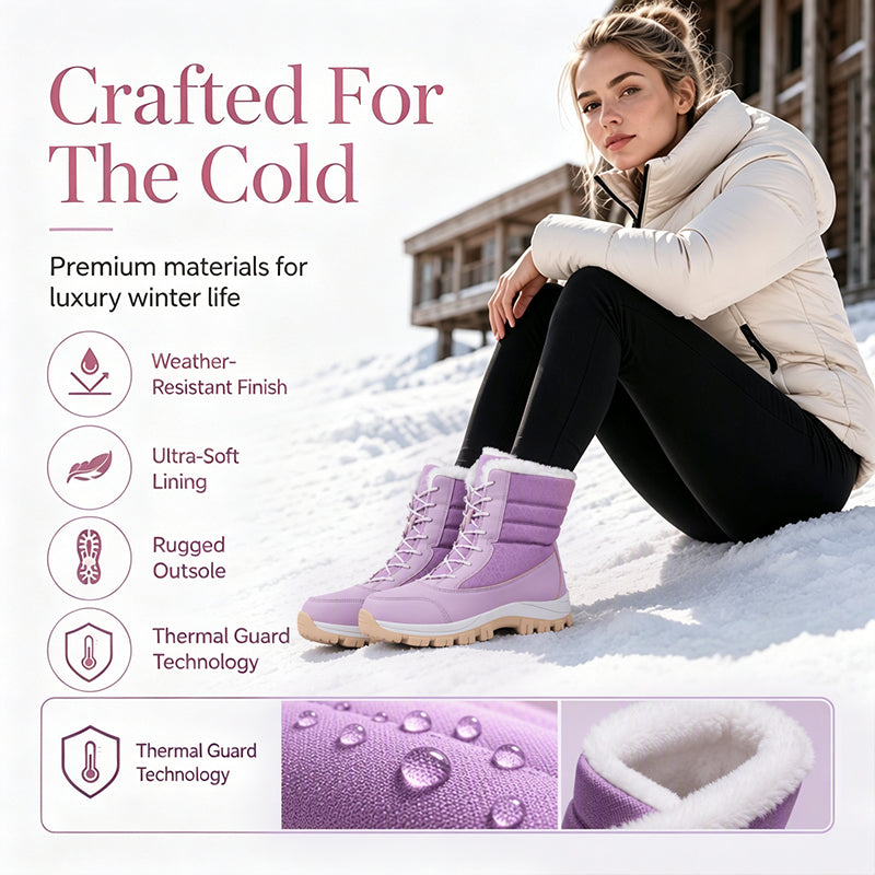 Women's Waterproof Plush-Lined Mid-Calf Snow Boots