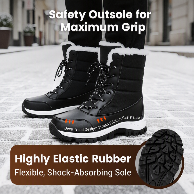 Women's Waterproof Plush-Lined Mid-Calf Snow Boots
