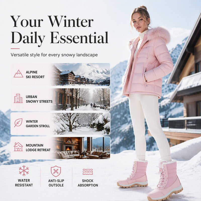 Women's Waterproof Plush-Lined Mid-Calf Snow Boots