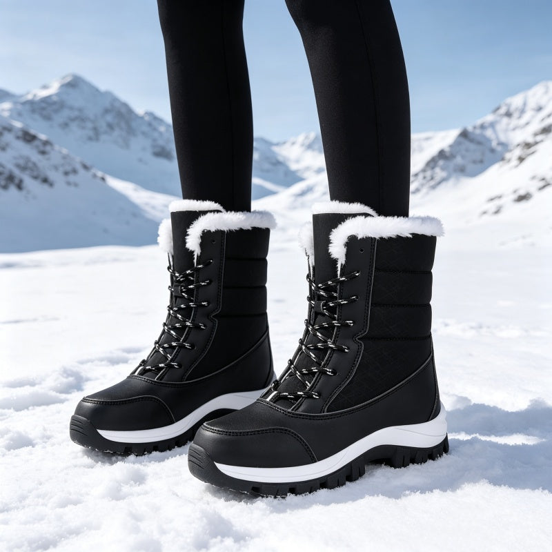 Women's Waterproof Plush-Lined Mid-Calf Snow Boots