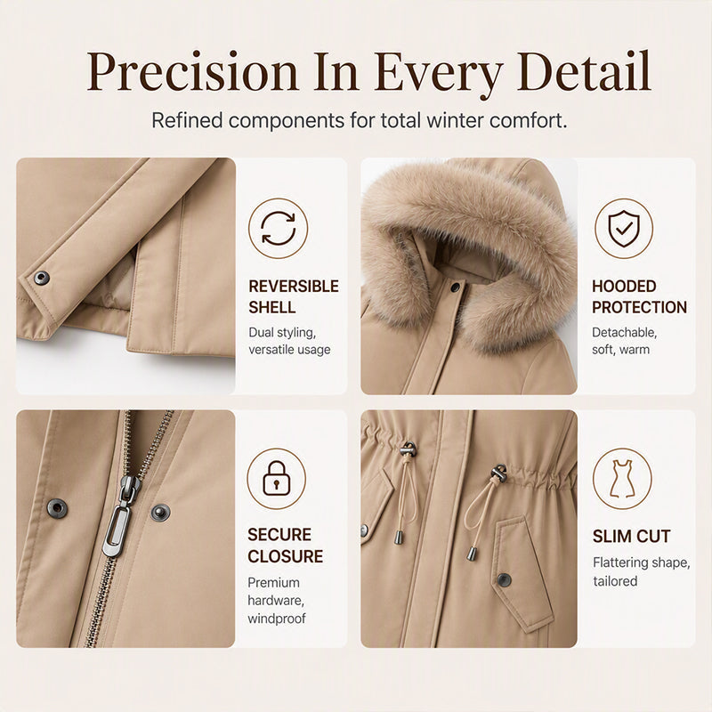 Women's 2-in-1 Detachable Plush-Lined Hooded Coat