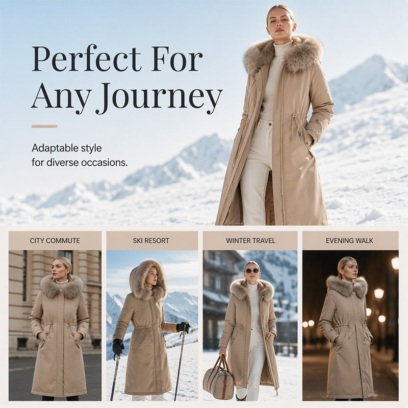 Women's 2-in-1 Detachable Plush-Lined Hooded Coat