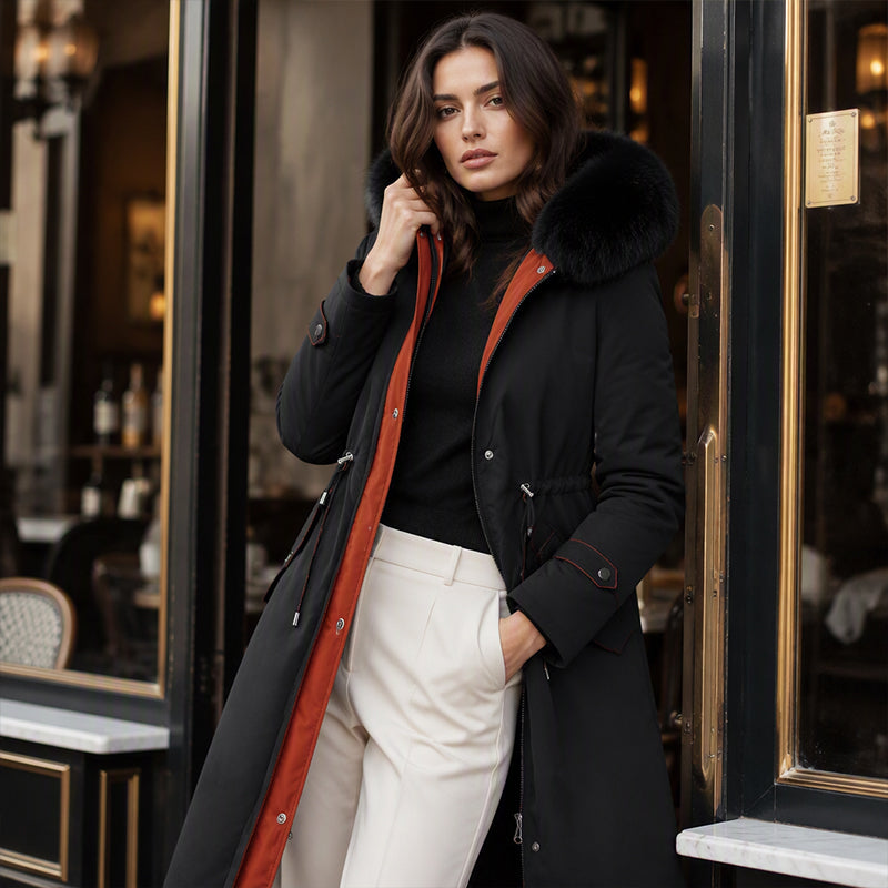 Women's 2-in-1 Detachable Plush-Lined Hooded Coat