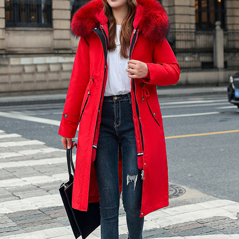 Women's 2-in-1 Detachable Plush-Lined Hooded Coat