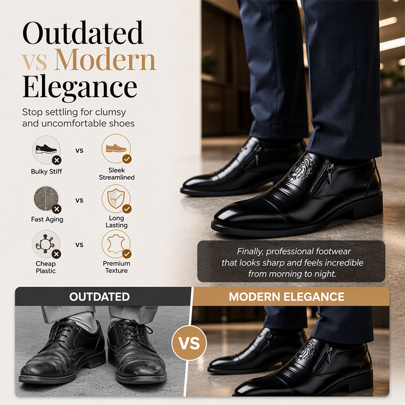 Men's Pointed Toe Slip-on Zipper Shoes