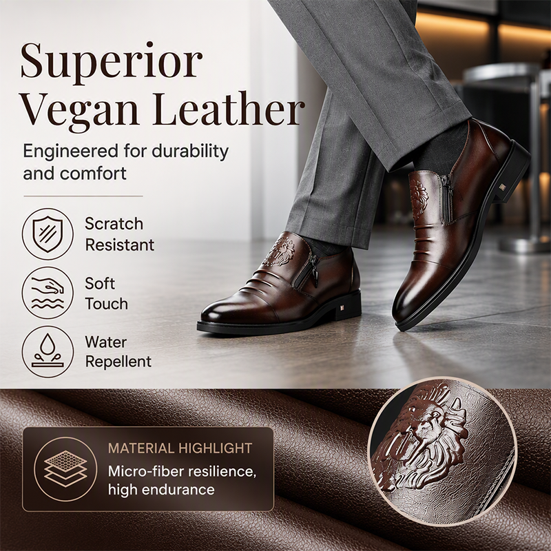 Men's Pointed Toe Slip-on Zipper Shoes