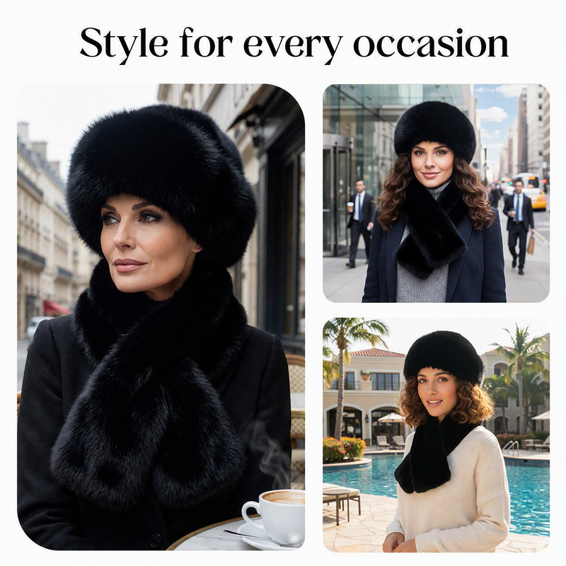 Winter Plush Thickened Scarf and Hat Warm Set