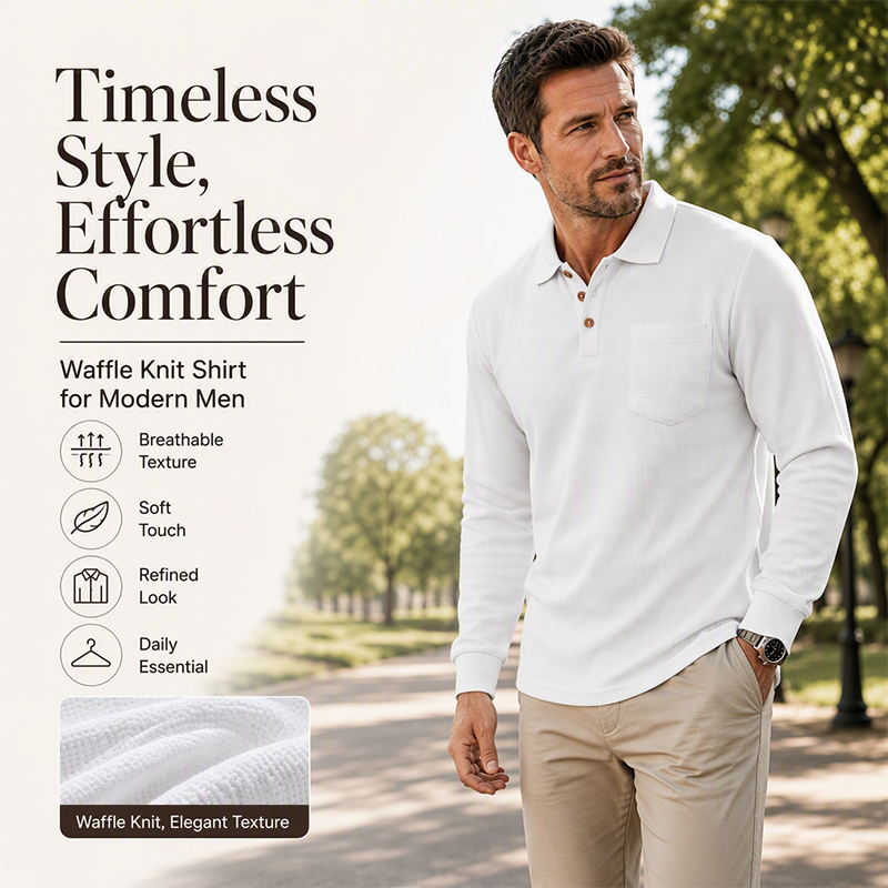 Men's Classic Waffle Knit Collared Top