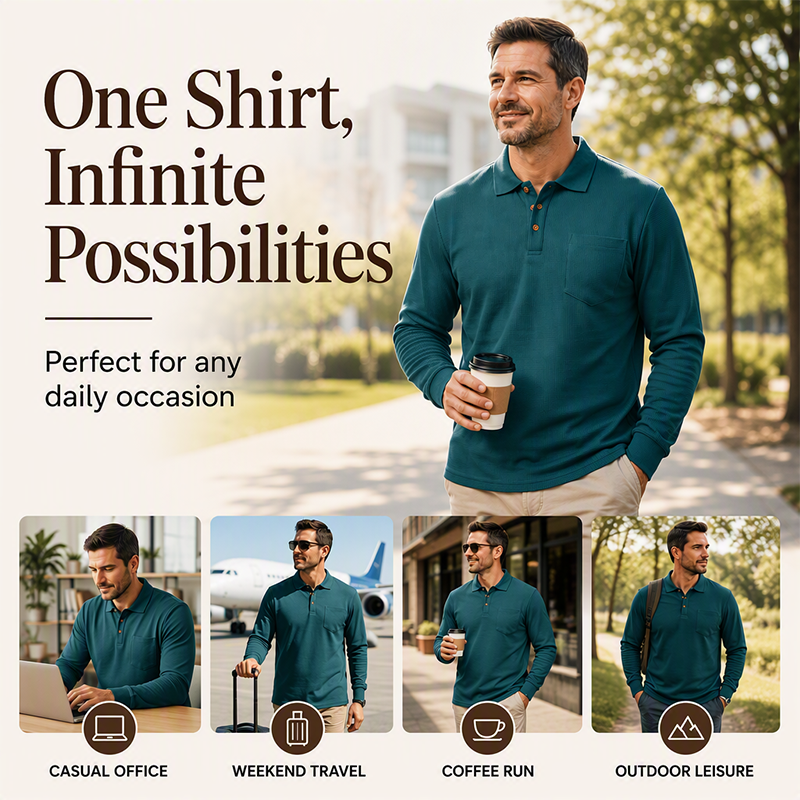 Men's Classic Waffle Knit Collared Top