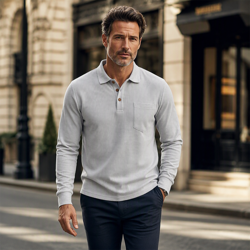 Men's Classic Waffle Knit Collared Top