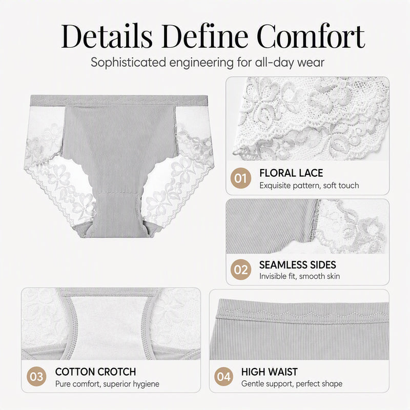 Women's High-Waist Sexy Lace Mesh Briefs