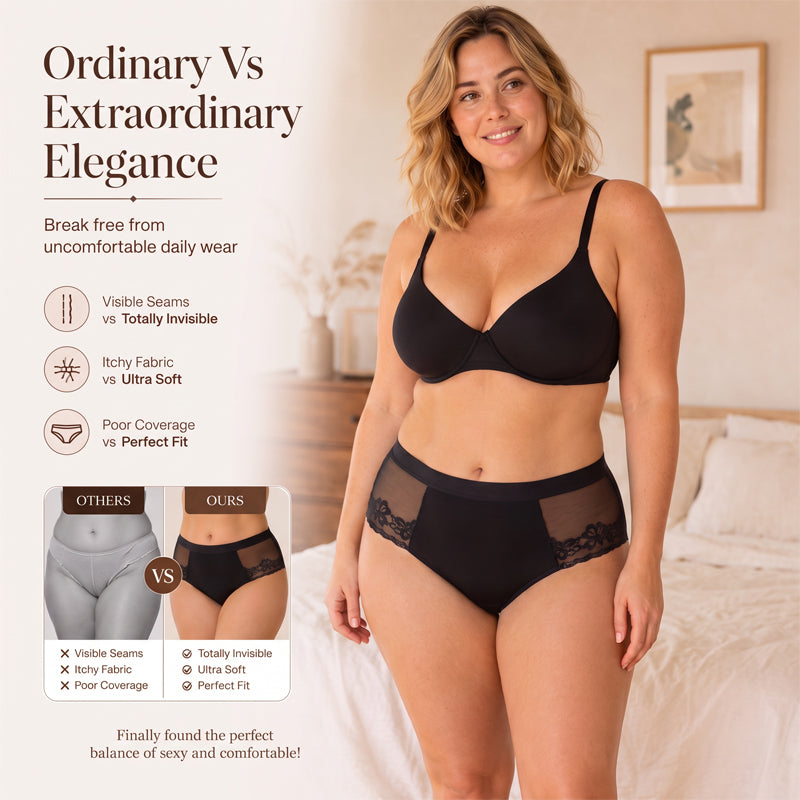 Women's High-Waist Sexy Lace Mesh Briefs