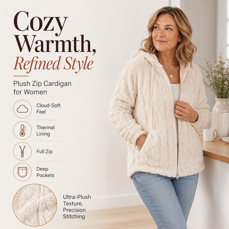 Women's Casual Warm Fuzzy Hooded Jacket