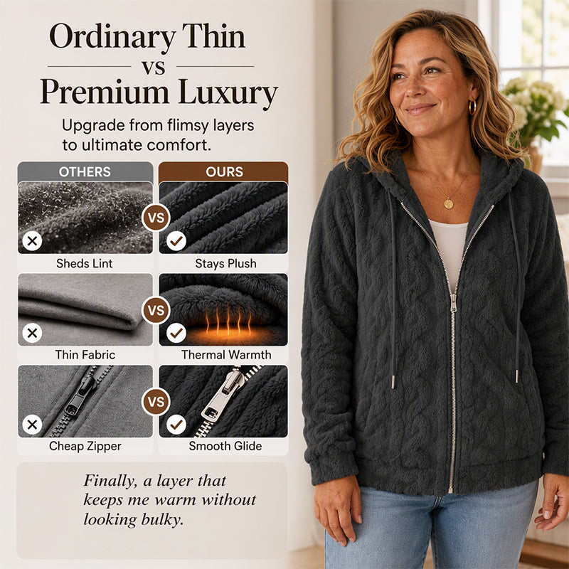 Women's Casual Warm Fuzzy Hooded Jacket