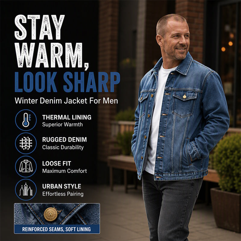 Men's Classic Winter Warm Denim Jacket