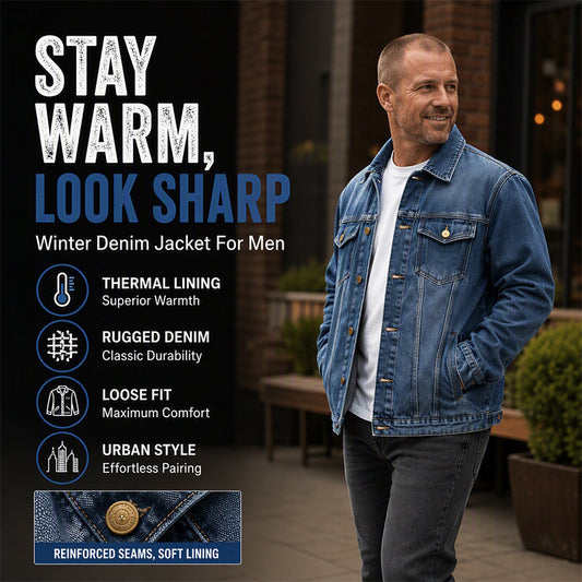 Men's Classic Winter Warm Denim Jacket