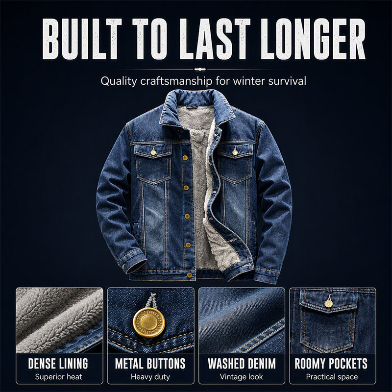 Men's Classic Winter Warm Denim Jacket