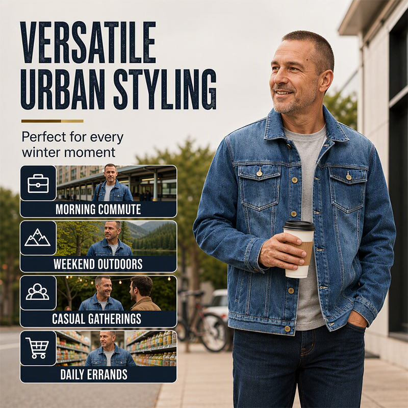 Men's Classic Winter Warm Denim Jacket