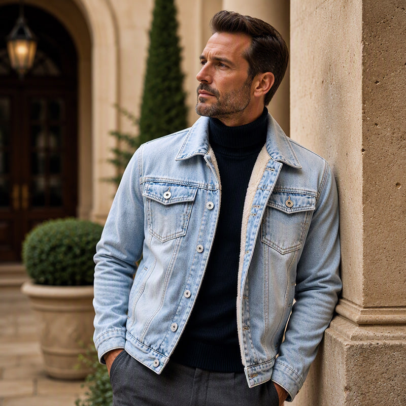 Men's Classic Winter Warm Denim Jacket