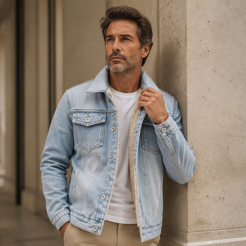 Men's Classic Winter Warm Denim Jacket
