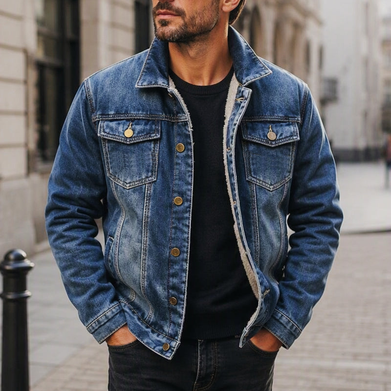 Men's Classic Winter Warm Denim Jacket