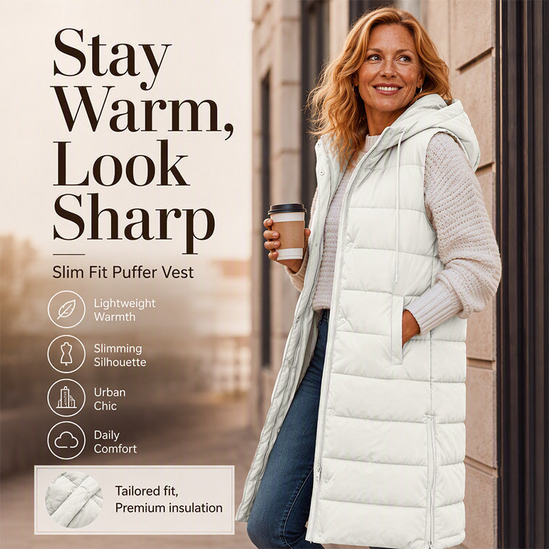 Women's Mid-Length Hooded Padded Vest