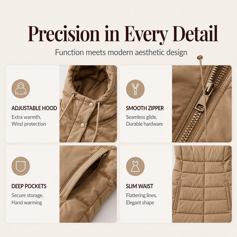 Women's Mid-Length Hooded Padded Vest