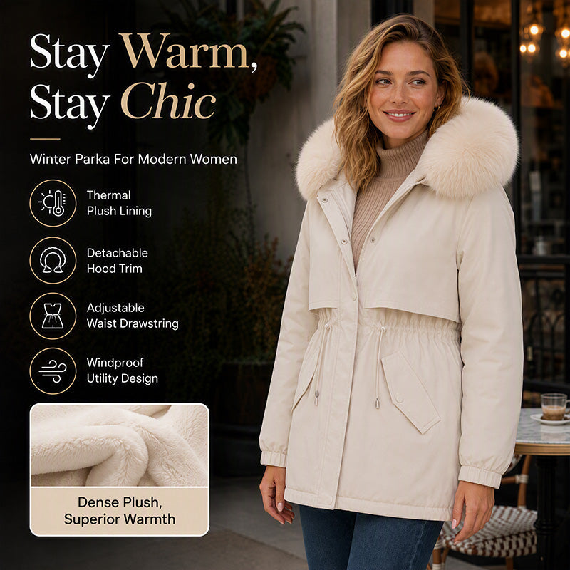 Women's Mid-Length Plush-Lined Parka Jacket