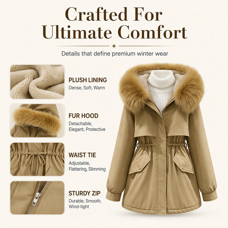 Women's Mid-Length Plush-Lined Parka Jacket