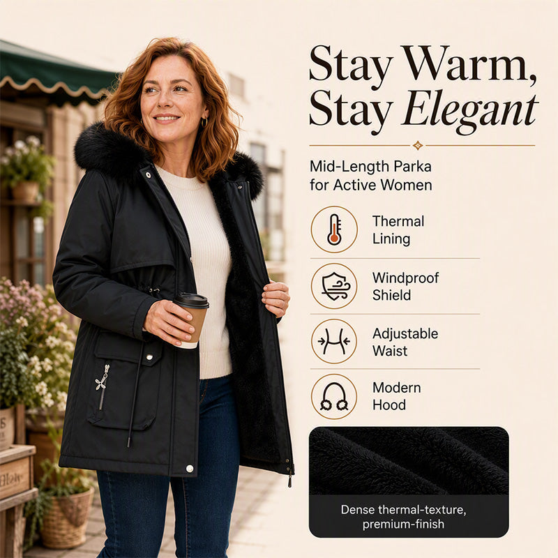 Women's Mid-Length Plush-Lined Parka Jacket