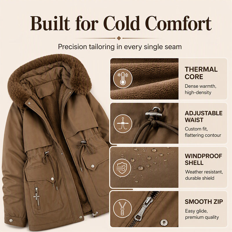 Women's Mid-Length Plush-Lined Parka Jacket