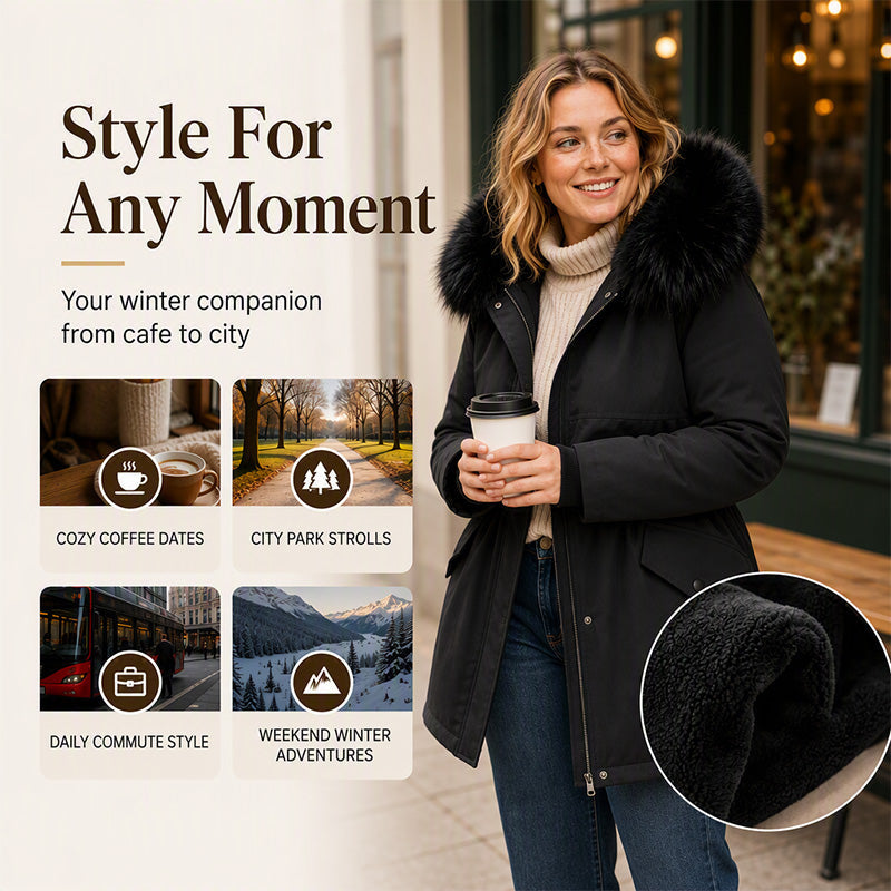 Women's Mid-Length Plush-Lined Parka Jacket