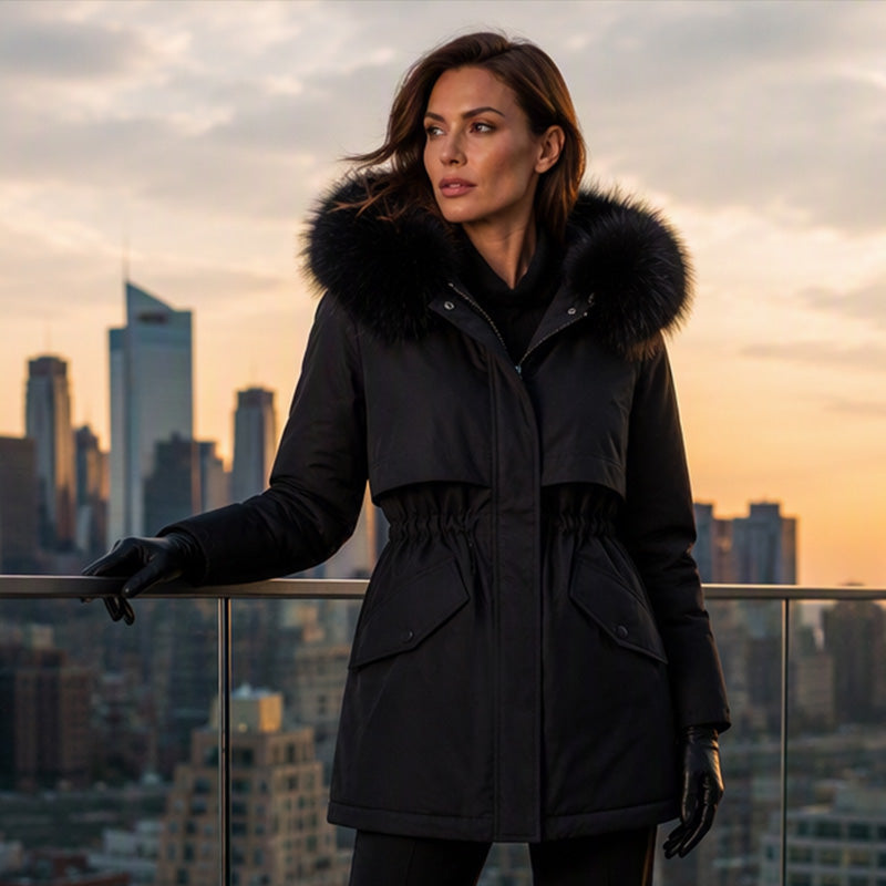 Women's Mid-Length Plush-Lined Parka Jacket