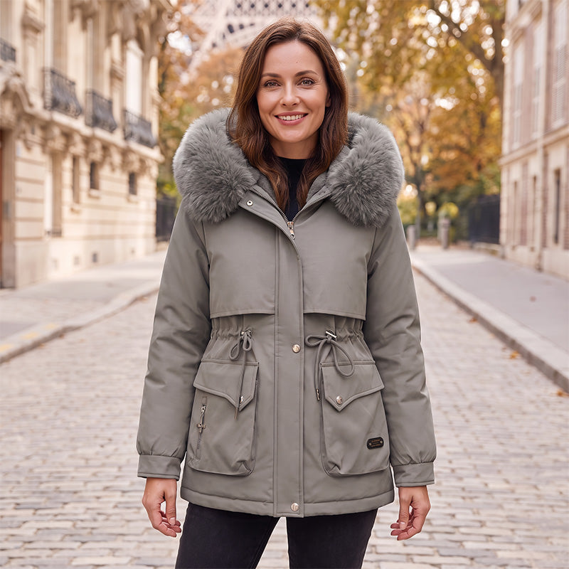 Women's Mid-Length Plush-Lined Parka Jacket