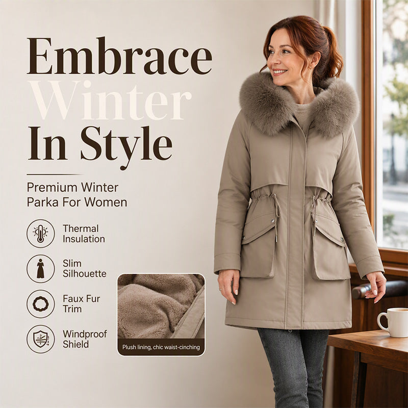 Women's Thickened Plush-Lined Parka Jacket