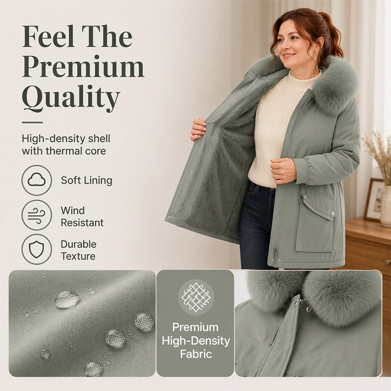 Women's Thickened Plush-Lined Parka Jacket