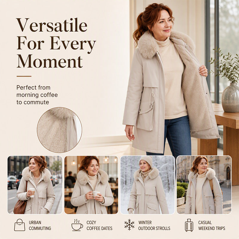 Women's Thickened Plush-Lined Parka Jacket