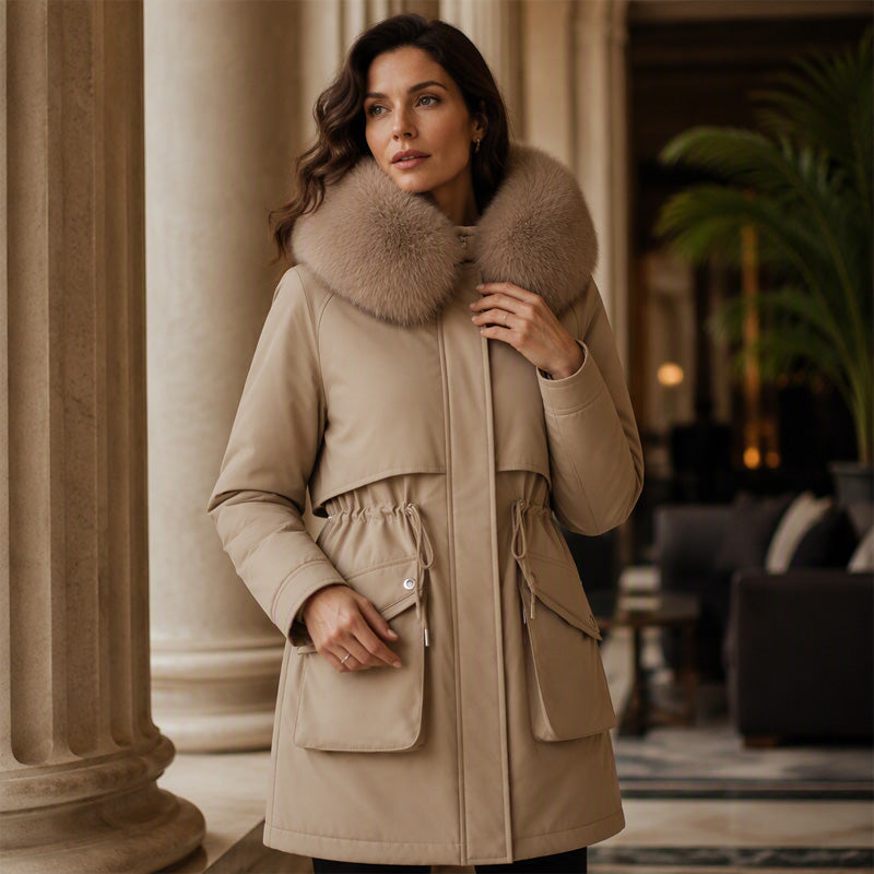 Women's Thickened Plush-Lined Parka Jacket