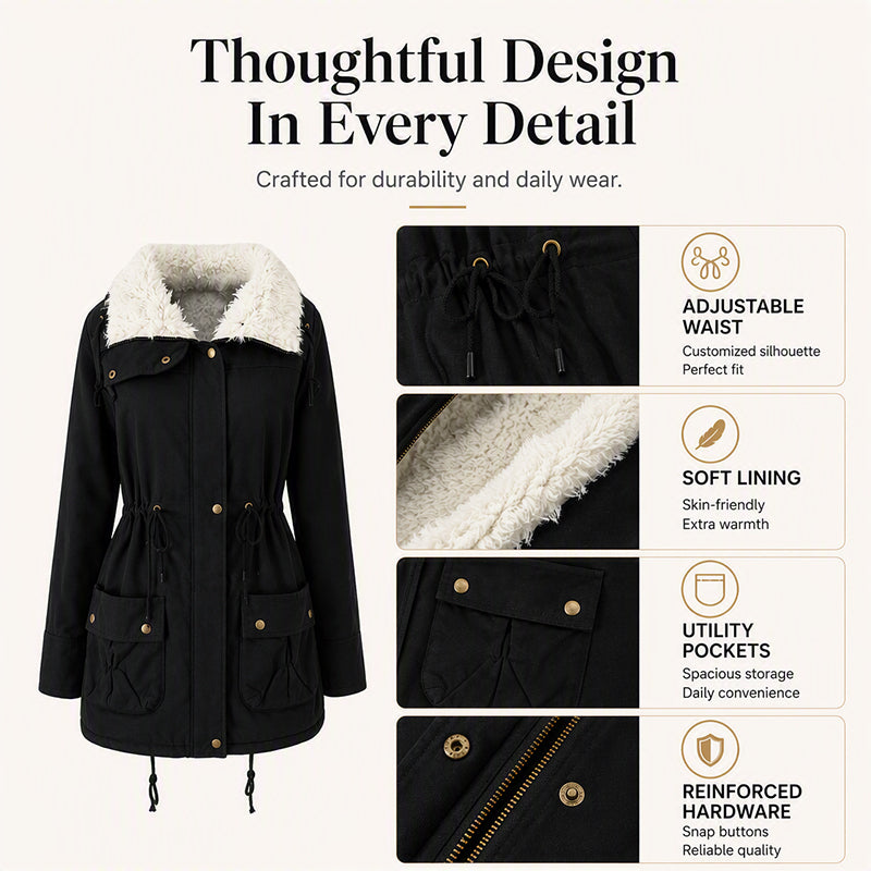 Women's Mid-Length Warm Sherpa Coat