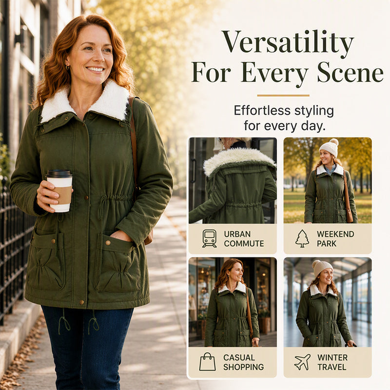 Women's Mid-Length Warm Sherpa Coat