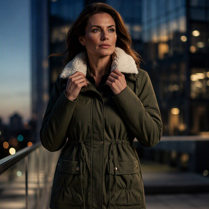 Women's Mid-Length Warm Sherpa Coat