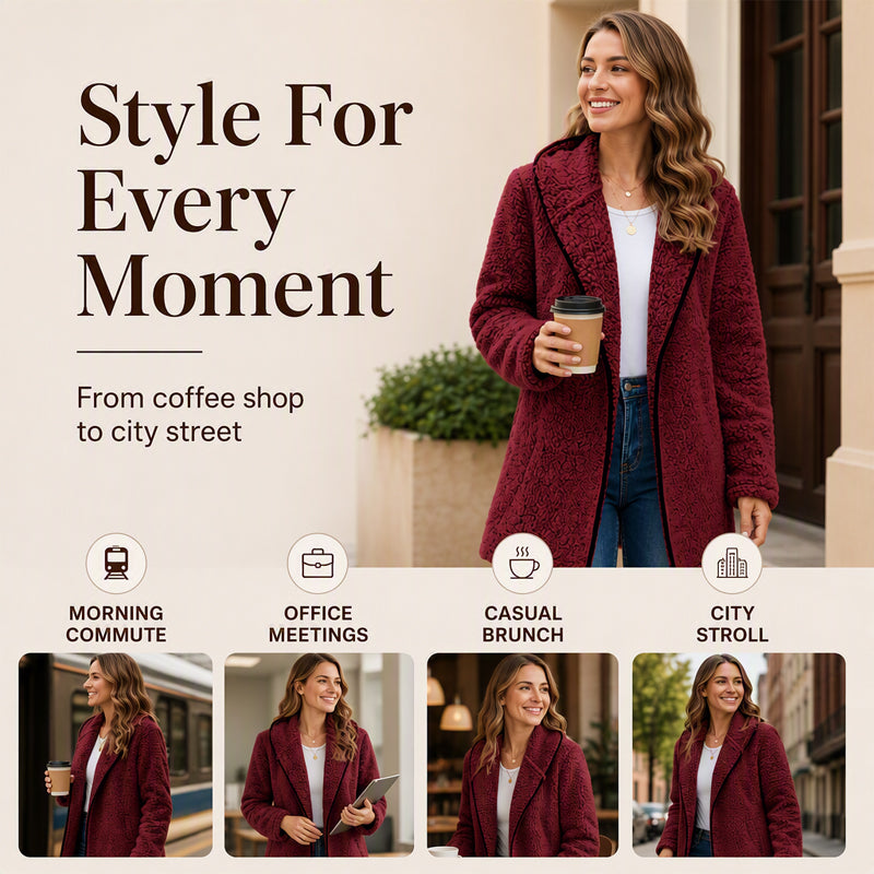 Women's Casual Hooded Plush Cardigan